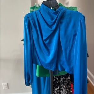 Vibrant Cobalt Blue Draped Blouse